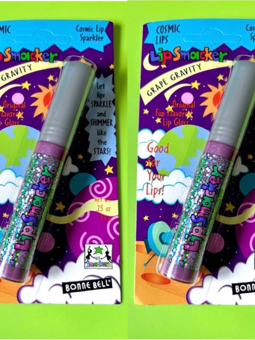 HTF Vintage Bonne Bell Lip Smacker GRAPE GRAVITY Cosmic Lips Sparkler Gloss Balm